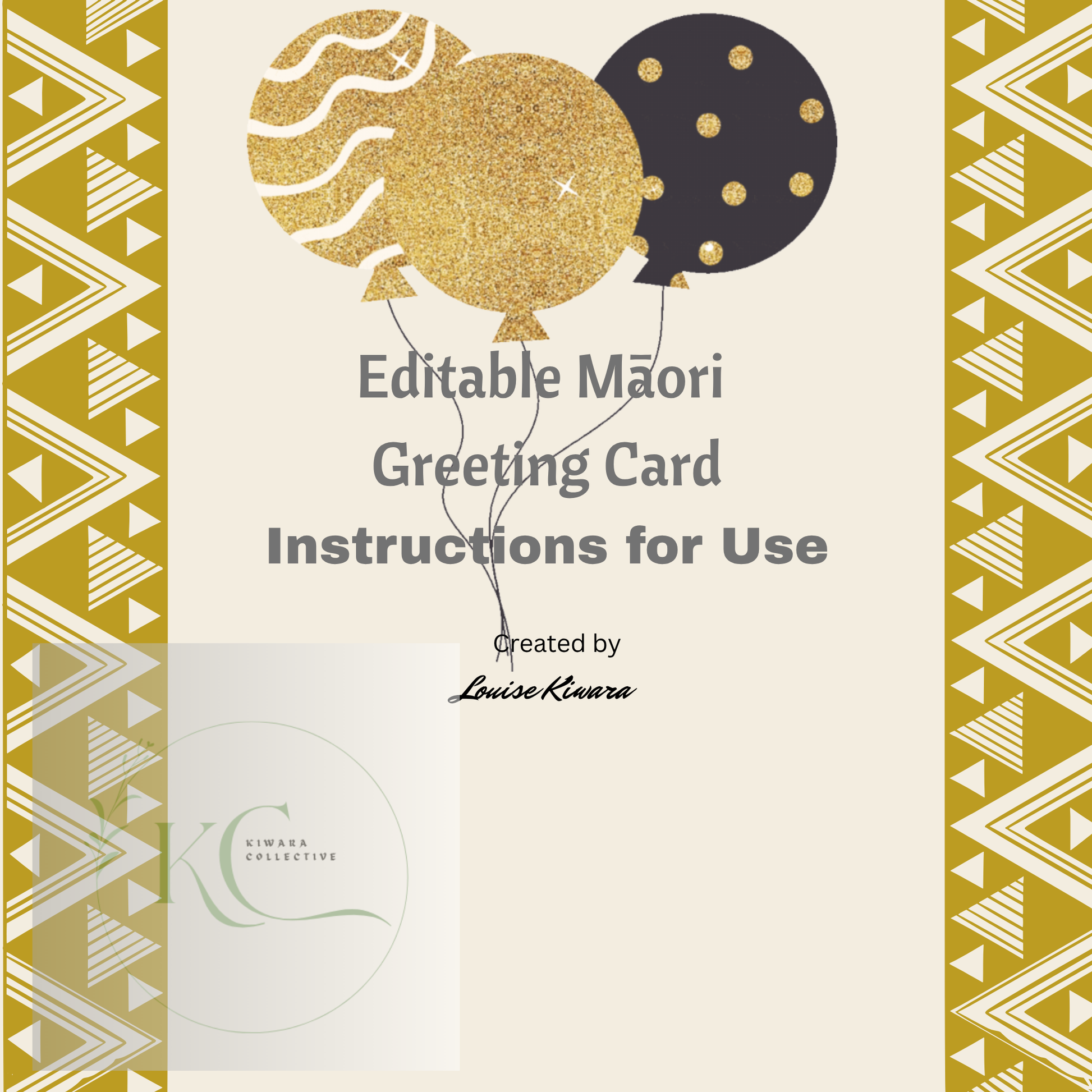 Bilingual Digital Birthday Card (Editable PDF + Bonus eBook) Black & Gold Theme