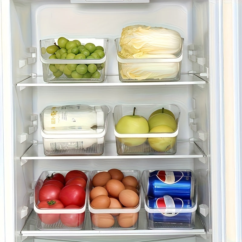 2-Pack Large Refrigerator Storage Bins, Suitable for Fruits, Vegetables, Beverages, Snacks, and More, Transparent PET Material, Durable, Wide Mouth Design for Easy Access, Stackable, Reusable, Easy to Clean, Ideal for Home St