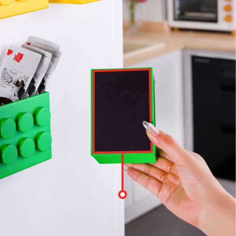 Building block magnetic storage box refrigerator side storage rack non perforated kitchen entrance door storage rack kitchenware