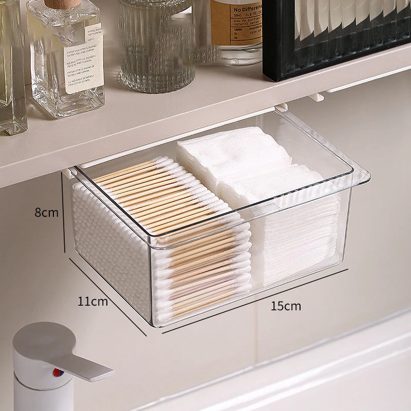 Transparent Bathroom Cotton Stick Makeup Cotton Bathroom Pull-Out Storage Drawer Style Storage Box Under The Mirror Cabinet