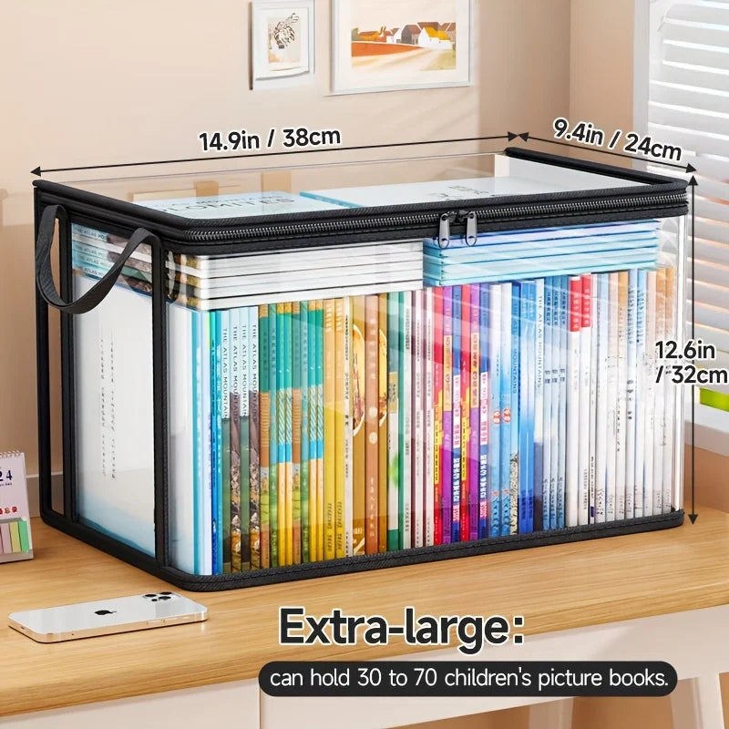 Multi Functioning PVC Storage Bag with Flip Lid & Viewing Window - Durable Rectangular Organizer for Toys, Crafts, Books, School Supplies, Snacks