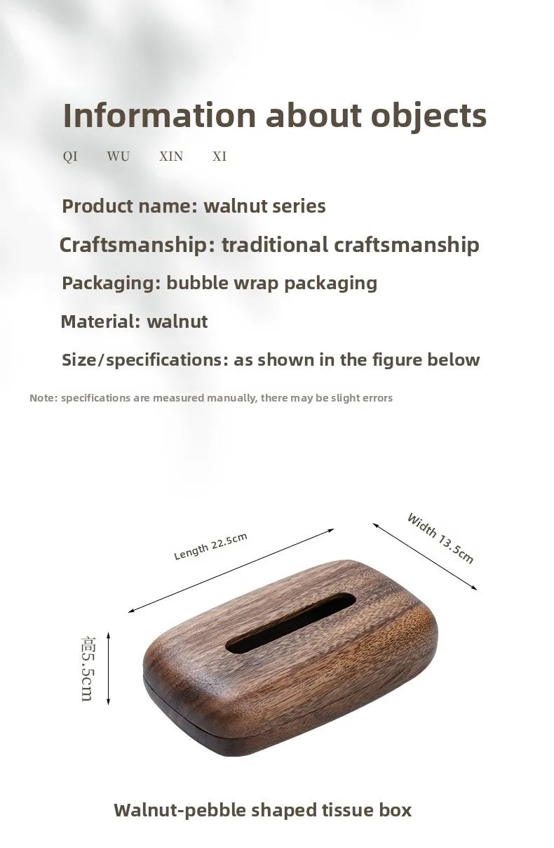 Walnut Tissue Box Cover - Modern Vintage Design, Premium Wood, for Desk & Bathroom Decor. Easy Refill, Polished Finish