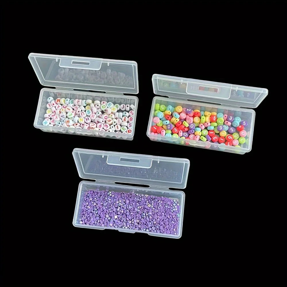 4 Adjustable Dividers Clear Plastic Storage Organizer Box - Craft & Sewing Supplies Container with Removable Compartments