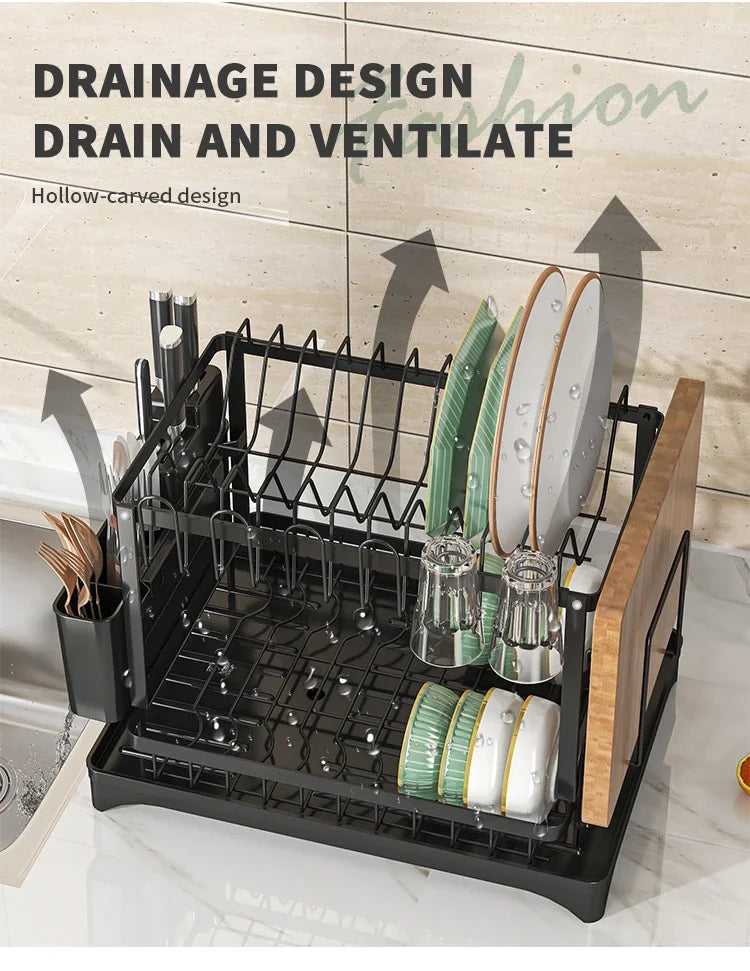 Stainless Steel Dish Rack | Hygienic & Residue-Free Drying | Premium Carbon Steel Construction | Space-Saving Kitchen Organizer