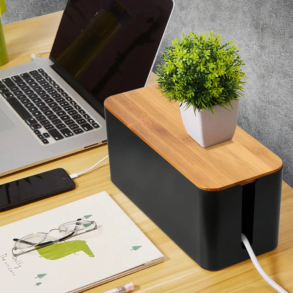 Cable Storage Box Wooden Power Line Storage Case Dustproof Charger Socket Organizer Wire Case Home Cable Winder Organizer
