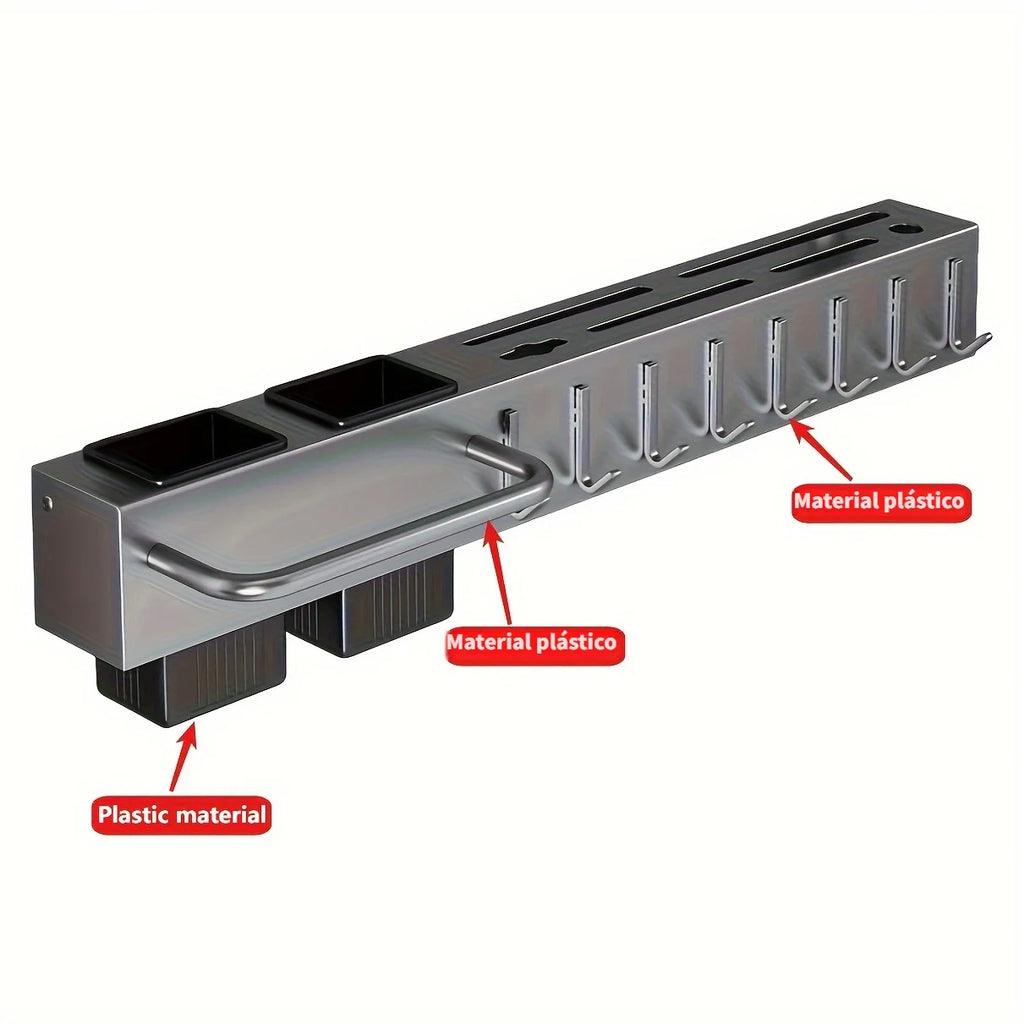 Heavy Duty Carbon Steel Wall Mounted Kitchen Organizer, No Drill Knife Rack for Knives Utensils Cutting Boards, Space Saving