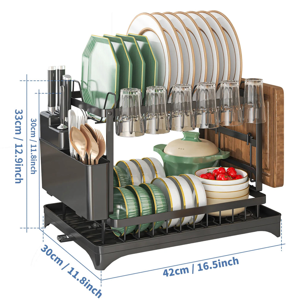 Stainless Steel Dish Rack | Hygienic & Residue-Free Drying | Premium Carbon Steel Construction | Space-Saving Kitchen Organizer