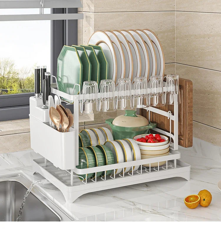 Stainless Steel Dish Rack | Hygienic & Residue-Free Drying | Premium Carbon Steel Construction | Space-Saving Kitchen Organizer