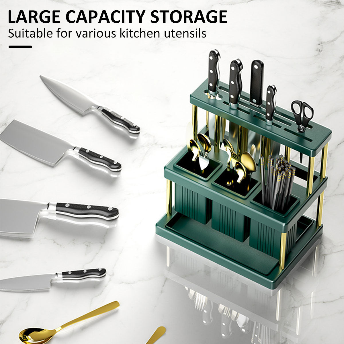 Kitchen Knife Holder Multi-Function Cutter and Cutlery Drainer Rack PP Space Saving Kitchen Utensil Organizer Rack New