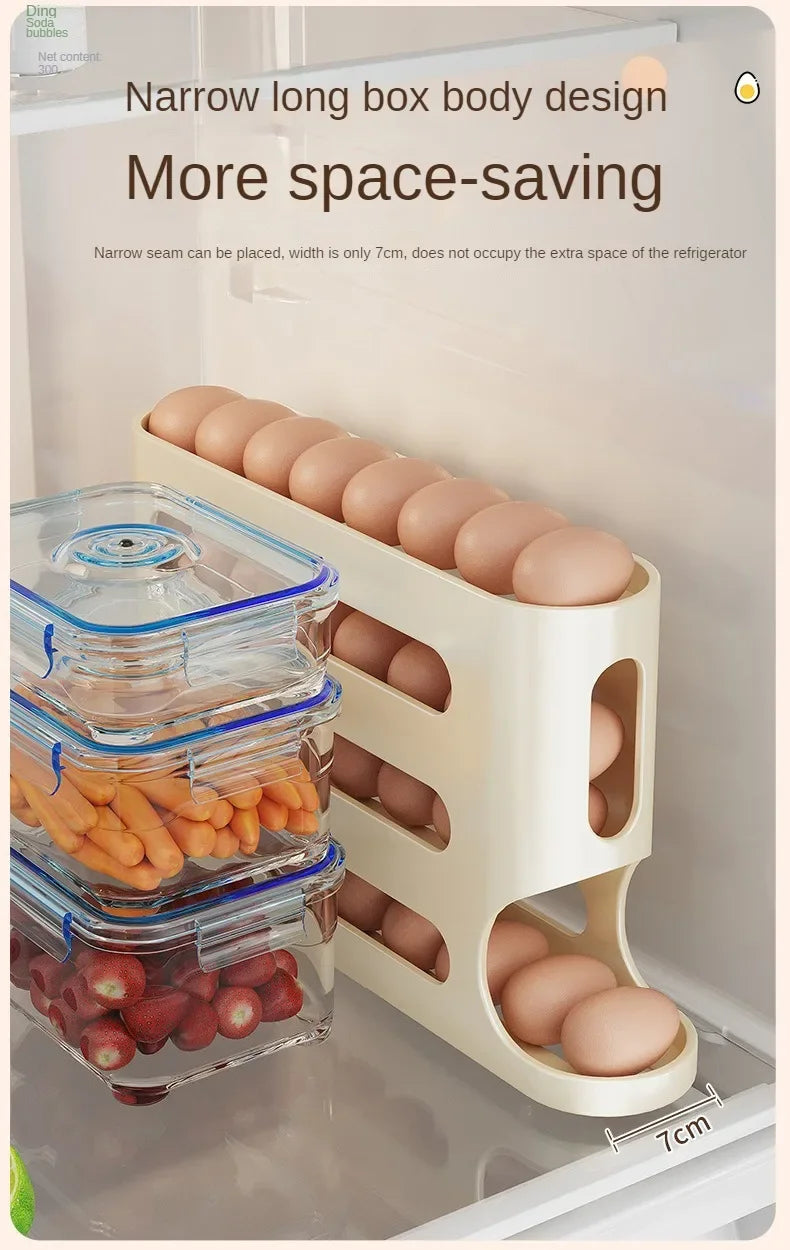 2-4-layer Slide Egg Storage Box Ladder Style Egg Box Storage Refrigerator Side Door Large Capacity Automatic Egg Rolling Machine
