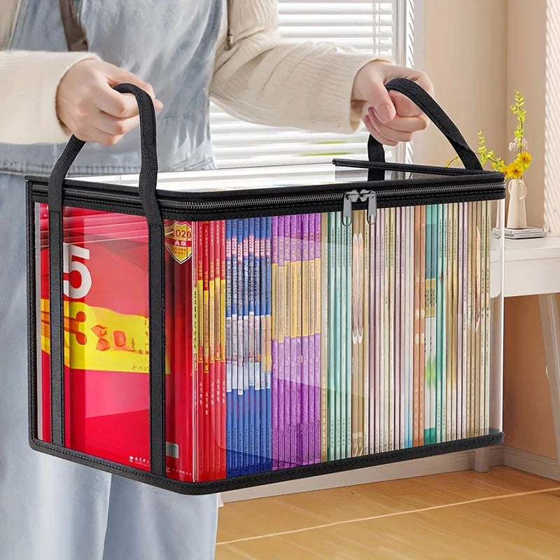 Multi Functioning PVC Storage Bag with Flip Lid & Viewing Window - Durable Rectangular Organizer for Toys, Crafts, Books, School Supplies, Snacks