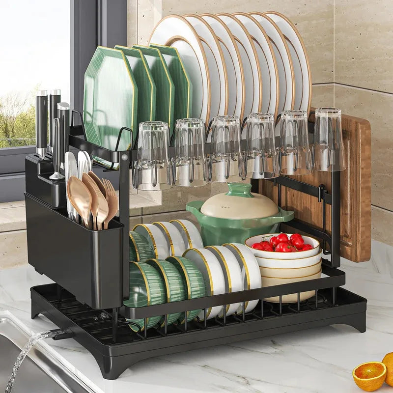 Stainless Steel Dish Rack | Hygienic & Residue-Free Drying | Premium Carbon Steel Construction | Space-Saving Kitchen Organizer