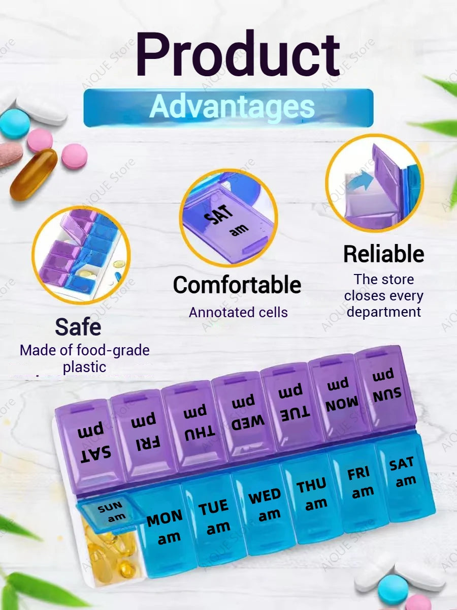 Portable Colorful 3 Spaces Medicine Case Health Care Container Case Pill Box Splitters Travel Pill Box Tiny Box Easy to Carry