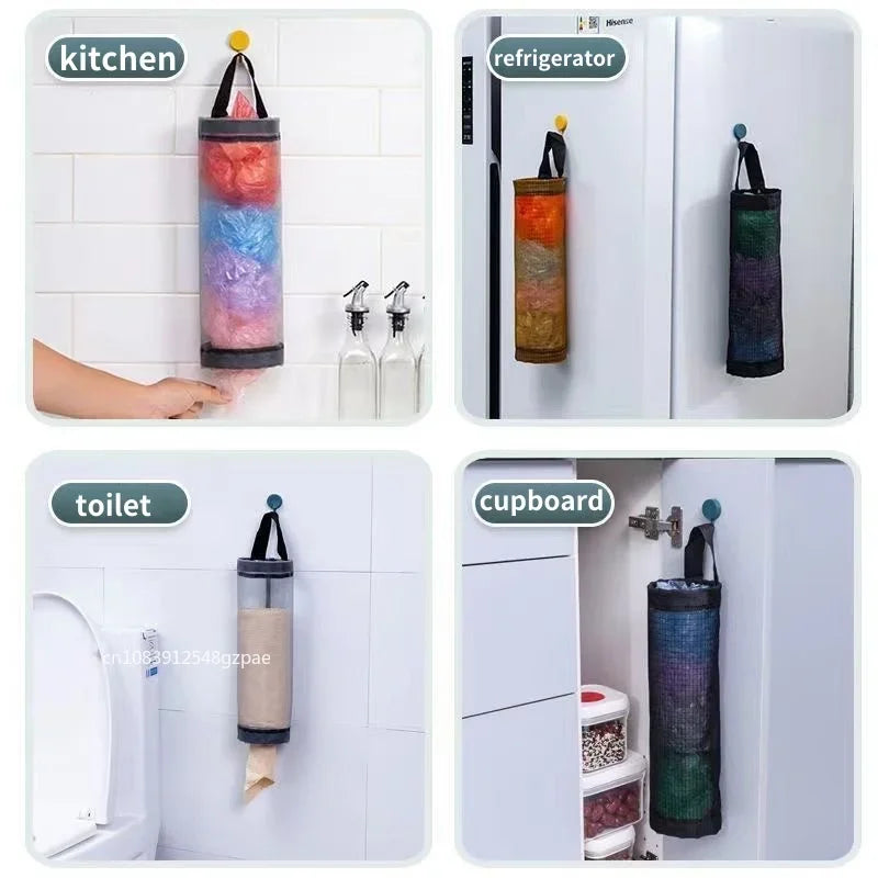1-5PCS Kitchen Garbage Bag Storage Grocery Bag Holder Wall Mount Plastic Bag Holder Dispenser Hanging Storage Garbage Organizer