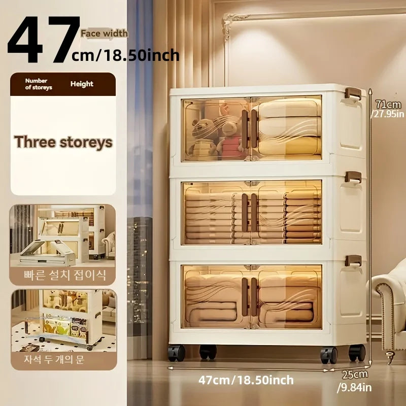 Multi Functioning Storage Box with Clear Door - Spacious, Durable, and Easy-to-Assemble - Ideal for Organizing Clothes, Books, Toys, and