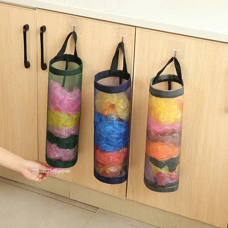 1-5PCS Kitchen Garbage Bag Storage Grocery Bag Holder Wall Mount Plastic Bag Holder Dispenser Hanging Storage Garbage Organizer