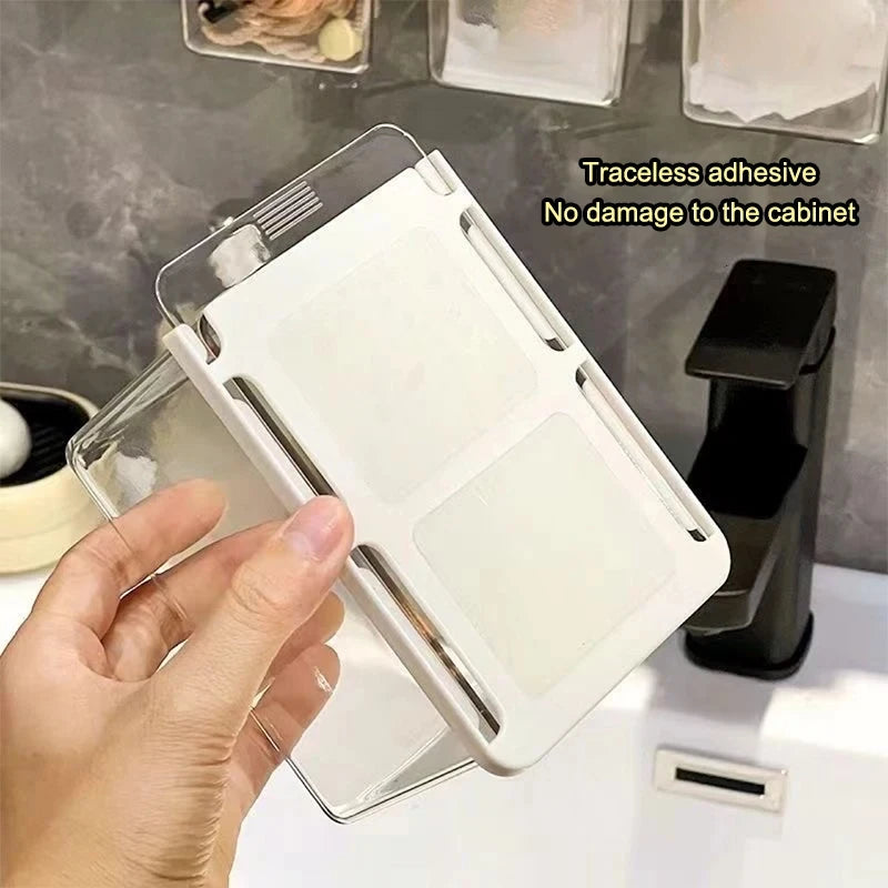 Transparent Bathroom Cotton Stick Makeup Cotton Bathroom Pull-Out Storage Drawer Style Storage Box Under The Mirror Cabinet