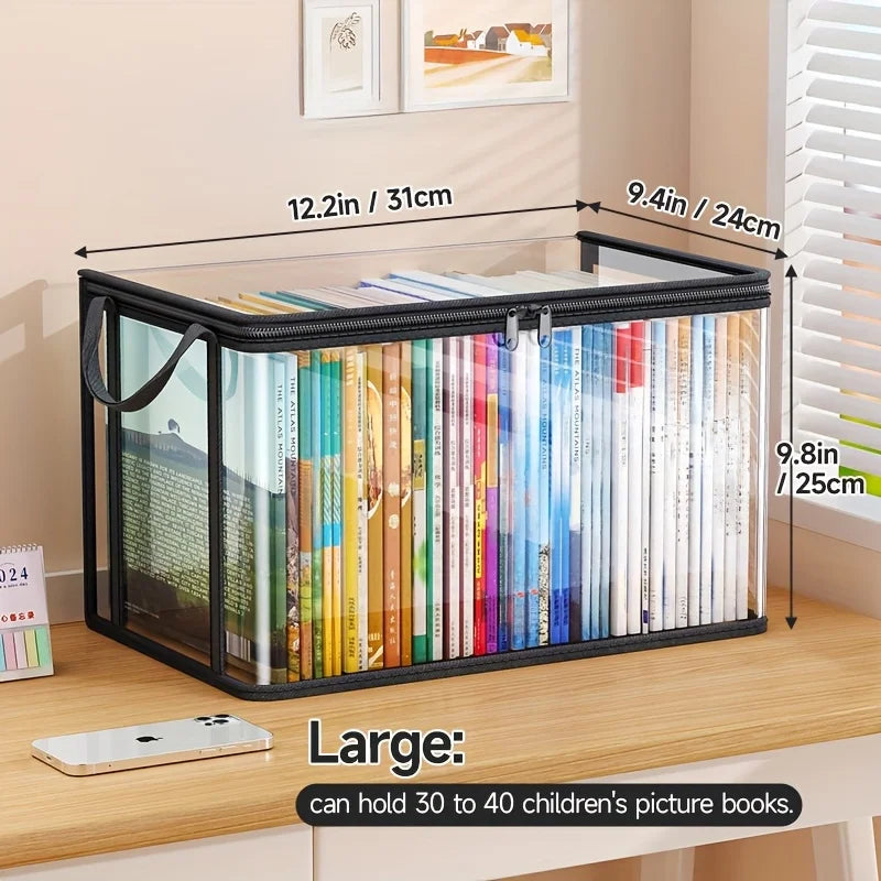 Multi Functioning PVC Storage Bag with Flip Lid & Viewing Window - Durable Rectangular Organizer for Toys, Crafts, Books, School Supplies, Snacks