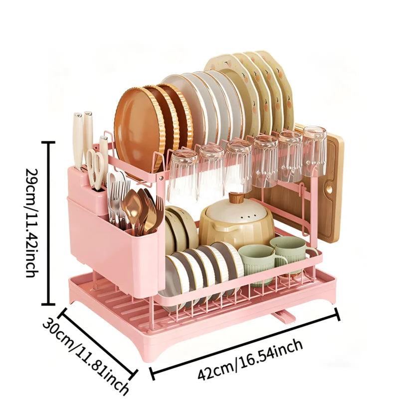Stainless Steel Dish Rack | Hygienic & Residue-Free Drying | Premium Carbon Steel Construction | Space-Saving Kitchen Organizer