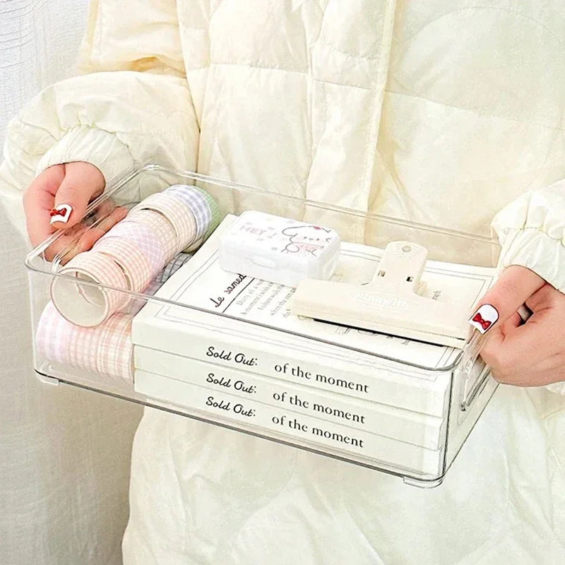 Acrylic Storage Box Desktop Cosmetics Transparent Plastic Box Dormitory Household Facial Mask Skin Box Refrigerator Storage Box