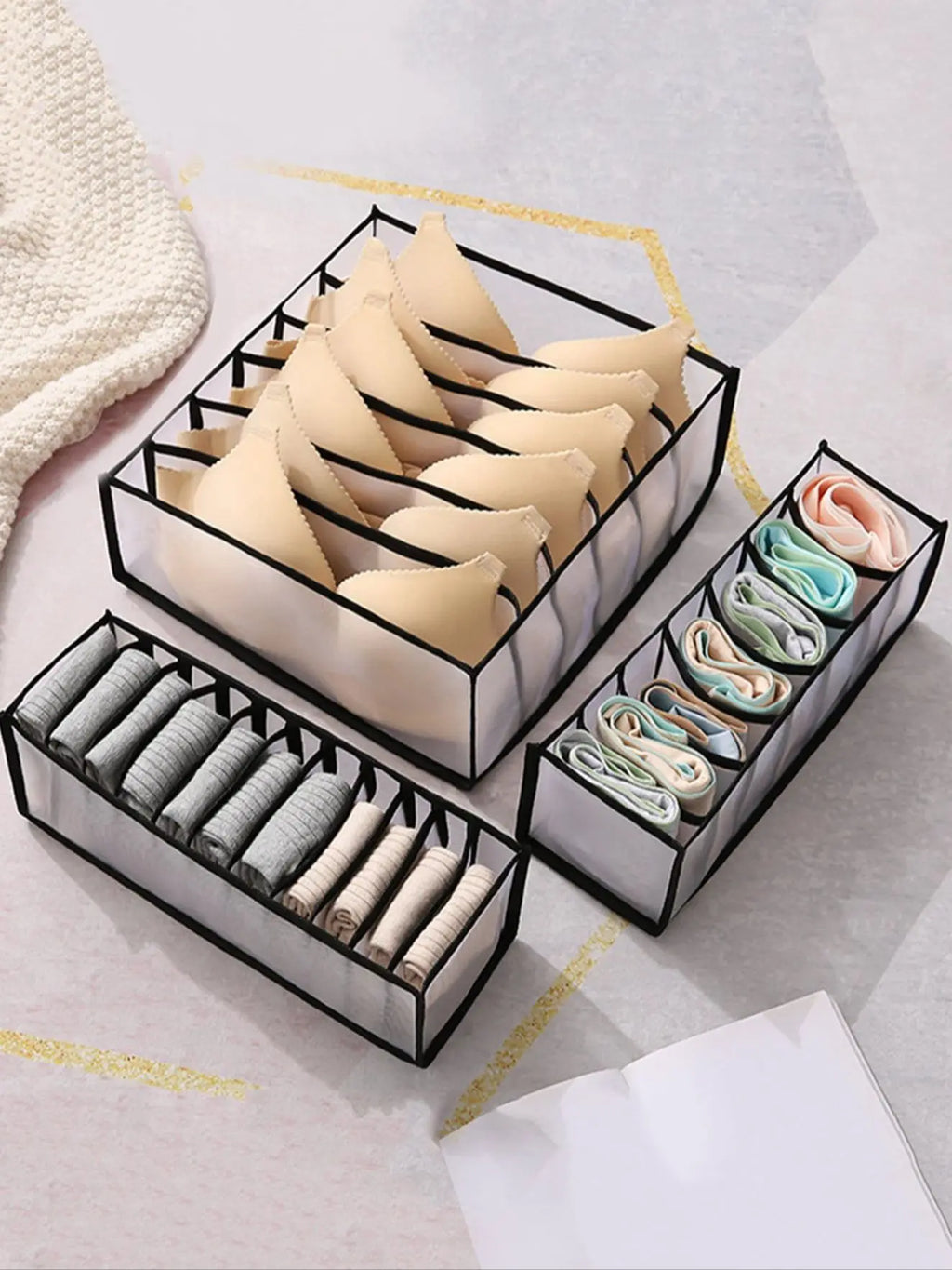 1PC- Closet Organizer for Socks Home Separated Underwear Storage Box 7/9/11 Grids Jeans Bra Organizer Foldable Drawer Organizer