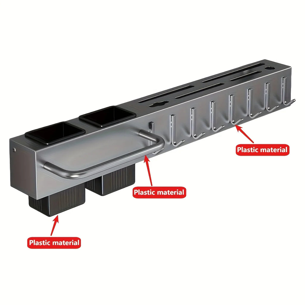 Heavy Duty Carbon Steel Wall Mounted Kitchen Organizer, No Drill Knife Rack for Knives Utensils Cutting Boards, Space Saving