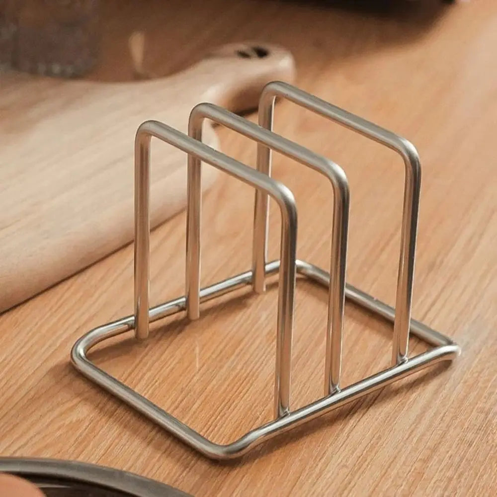 Portable Stainless Steel Cutting Board Holder 2 Sectional Space Saving Chopping Board Organizer Rustproof Kitchen Storage Rack