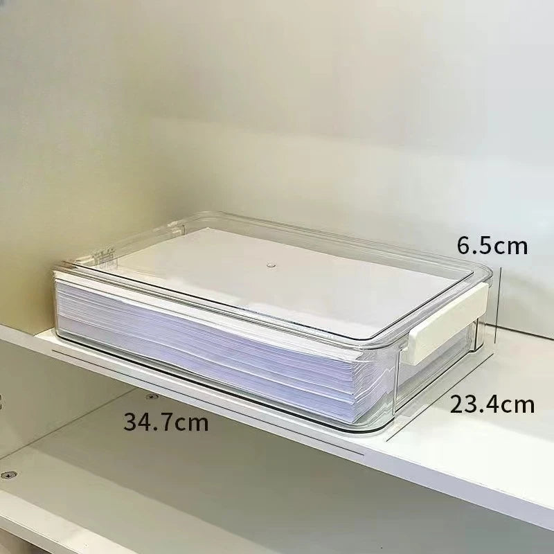 Acrylic Transparent Desktop Paper Storage Box A4 File Document Exam Paper Organizer Household Dust Proof Card Holder Case