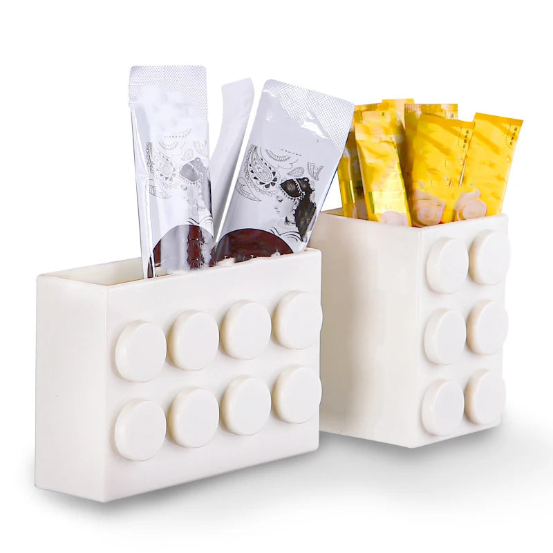 Building block magnetic storage box refrigerator side storage rack non perforated kitchen entrance door storage rack kitchenware