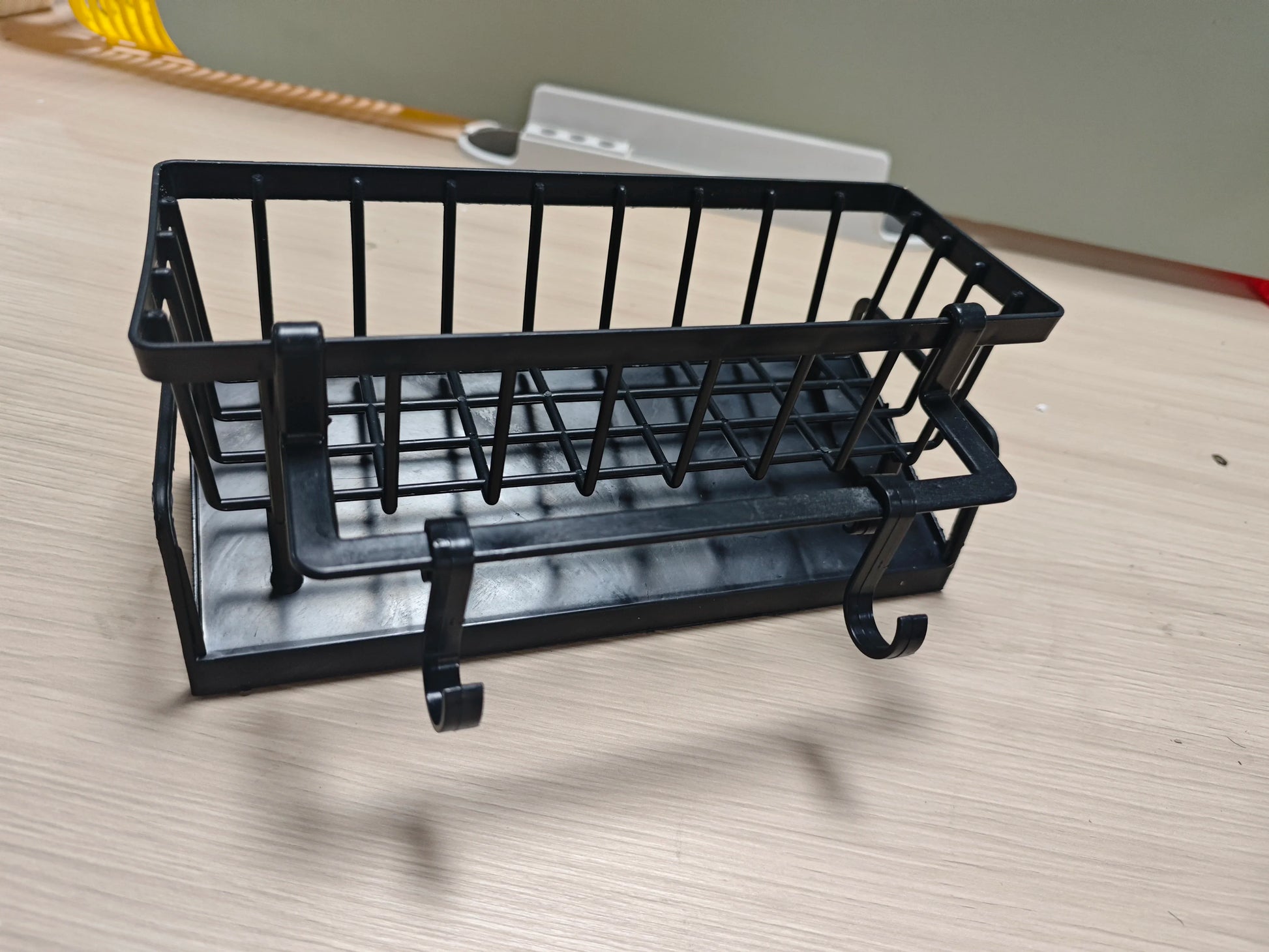 1Pc Multifunctional Plastic Kitchen Shelf Rag Storage Drainage Shelf,No-Punch Adhesive Spice Rack,Sink Tap Drain Rack with Hooks