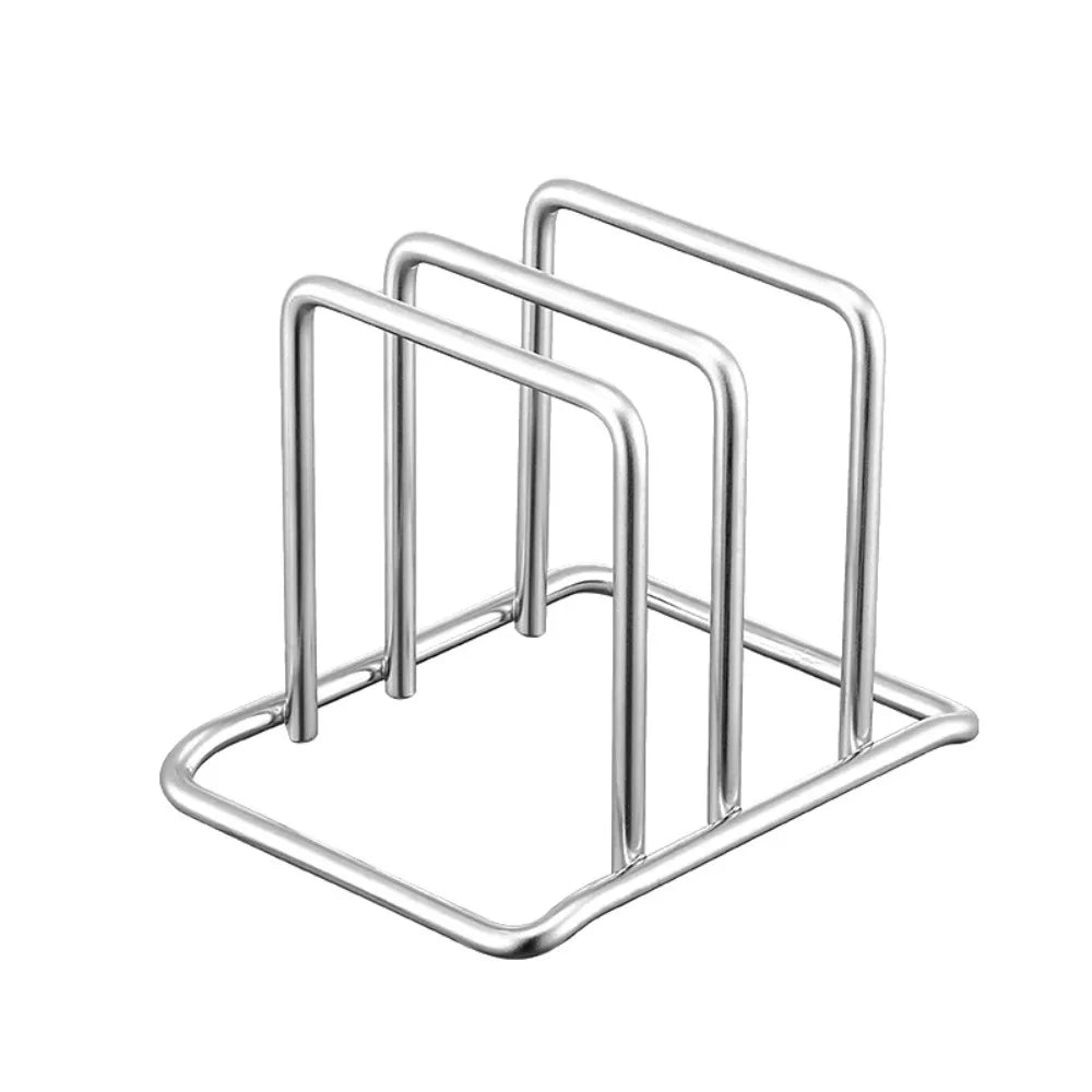 Portable Stainless Steel Cutting Board Holder 2 Sectional Space Saving Chopping Board Organizer Rustproof Kitchen Storage Rack