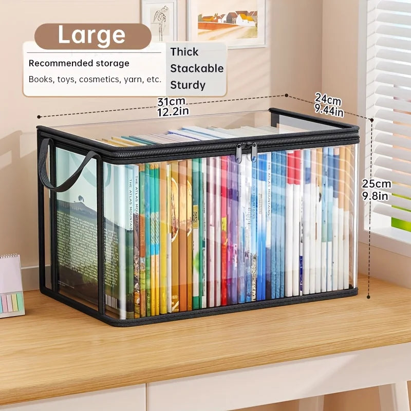 Multi Functioning PVC Storage Bag with Flip Lid & Viewing Window - Durable Rectangular Organizer for Toys, Crafts, Books, School Supplies, Snacks