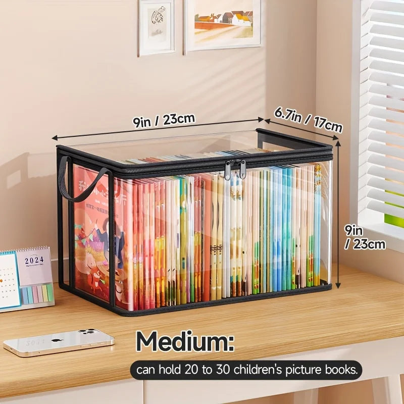 Multi Functioning PVC Storage Bag with Flip Lid & Viewing Window - Durable Rectangular Organizer for Toys, Crafts, Books, School Supplies, Snacks