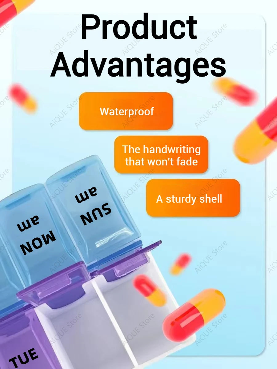 Portable Colorful 3 Spaces Medicine Case Health Care Container Case Pill Box Splitters Travel Pill Box Tiny Box Easy to Carry