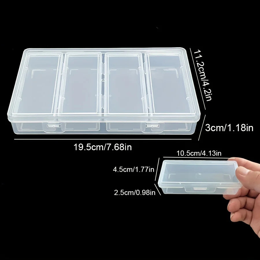 4 Adjustable Dividers Clear Plastic Storage Organizer Box - Craft & Sewing Supplies Container with Removable Compartments