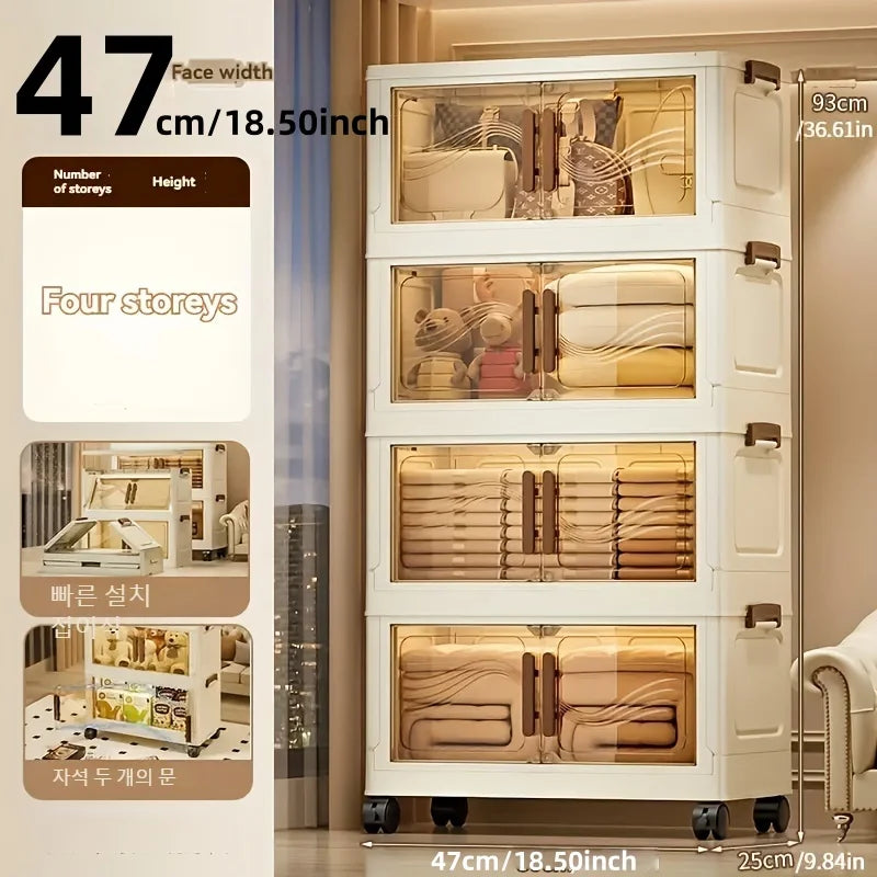 Multi Functioning Storage Box with Clear Door - Spacious, Durable, and Easy-to-Assemble - Ideal for Organizing Clothes, Books, Toys, and