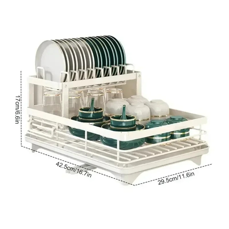 Adjustable 2 Tier Dish Drainer Bowl Rack Space Saving Kitchen Organizer for Plates Cups Cutlery for Plates Cups Cutlery popular