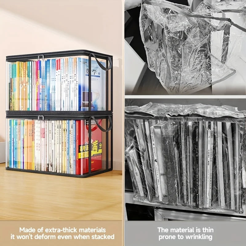 Multi Functioning PVC Storage Bag with Flip Lid & Viewing Window - Durable Rectangular Organizer for Toys, Crafts, Books, School Supplies, Snacks