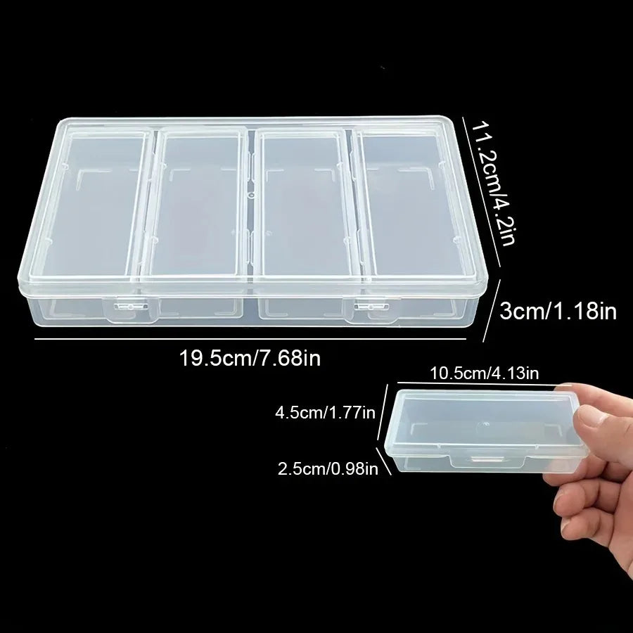 4 Adjustable Dividers Clear Plastic Storage Organizer Box - Craft & Sewing Supplies Container with Removable Compartments