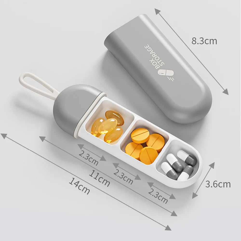 Portable Colorful 3 Spaces Medicine Case Health Care Container Case Pill Box Splitters Travel Pill Box Tiny Box Easy to Carry
