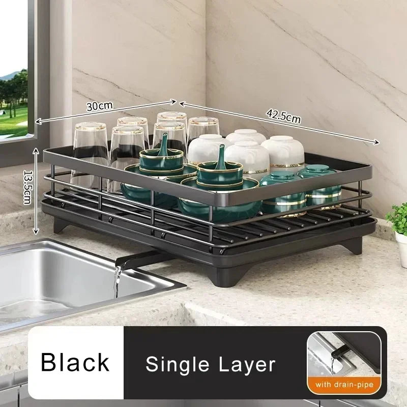 Adjustable 2 Tier Dish Drainer Bowl Rack Space Saving Kitchen Organizer for Plates Cups Cutlery for Plates Cups Cutlery popular