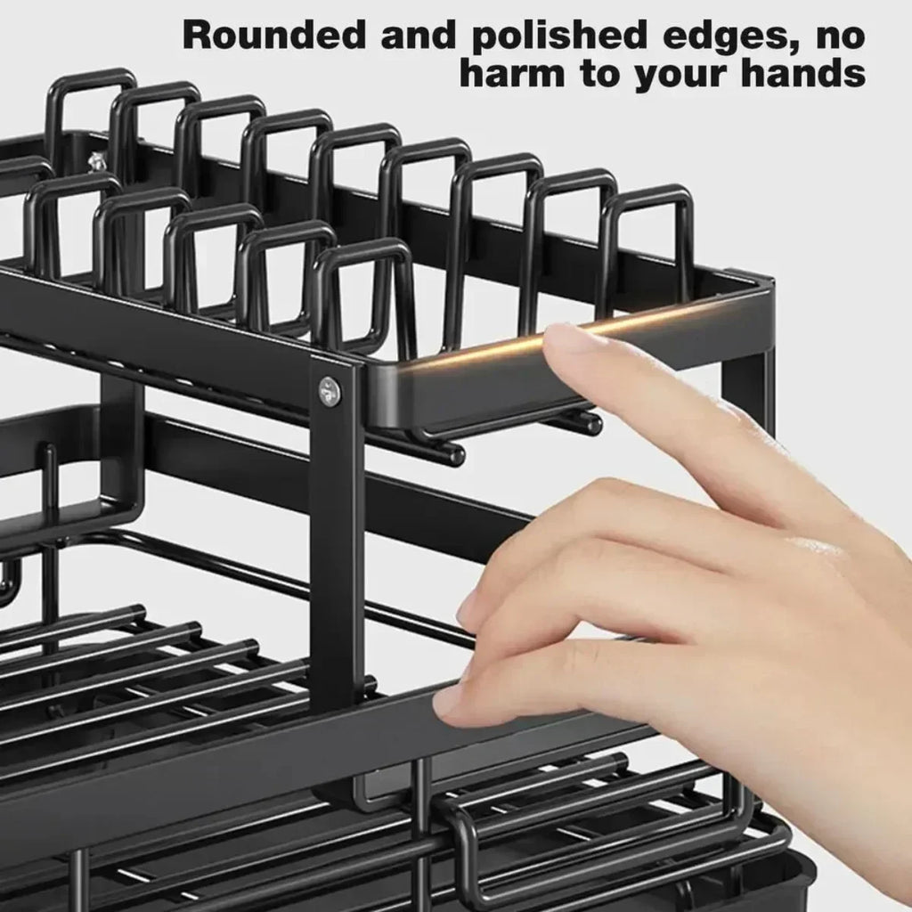 Adjustable 2 Tier Dish Drainer Bowl Rack Space Saving Kitchen Organizer for Plates Cups Cutlery for Plates Cups Cutlery popular