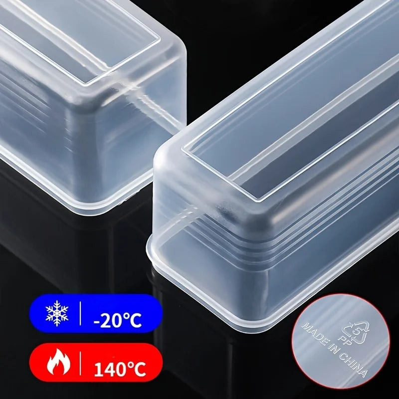 4 Pcs Long Rectangular Food Storage Containers, Plastic Reusable Refrigerator Organizer Boxes Kitchen Accessories