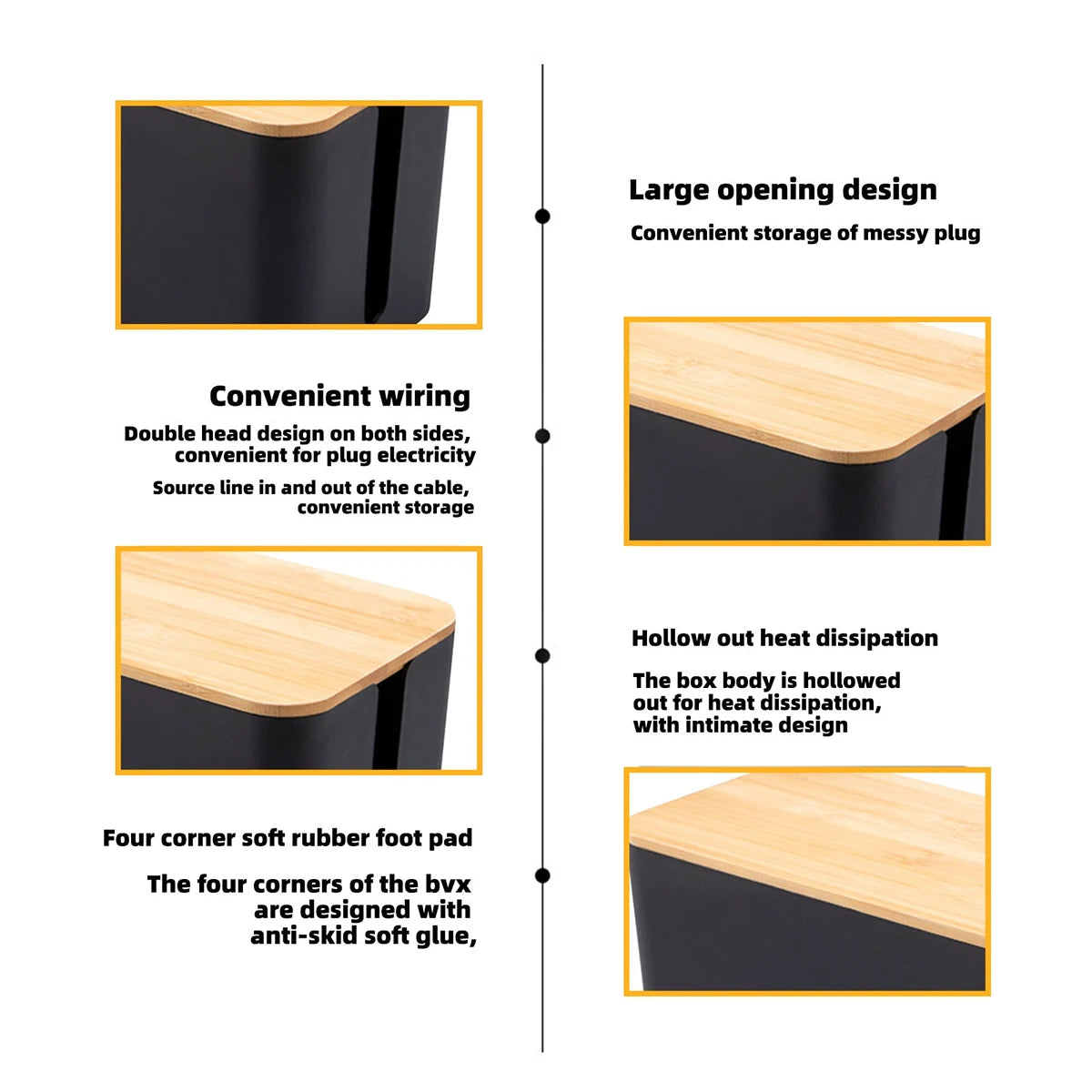 Cable Storage Box Wooden Power Line Storage Case Dustproof Charger Socket Organizer Wire Case Home Cable Winder Organizer