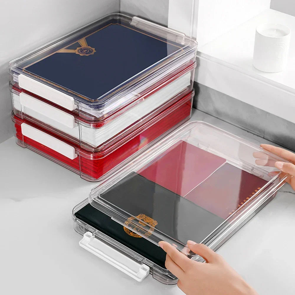 Acrylic Transparent Desktop Paper Storage Box A4 File Document Exam Paper Organizer Household Dust Proof Card Holder Case