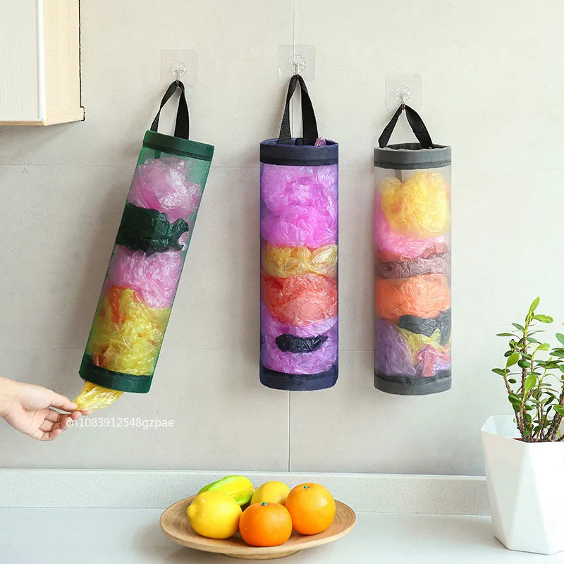 1-5PCS Kitchen Garbage Bag Storage Grocery Bag Holder Wall Mount Plastic Bag Holder Dispenser Hanging Storage Garbage Organizer