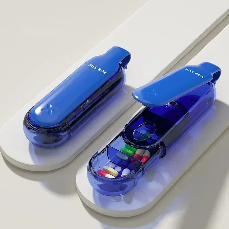 Portable Colorful 3 Spaces Medicine Case Health Care Container Case Pill Box Splitters Travel Pill Box Tiny Box Easy to Carry