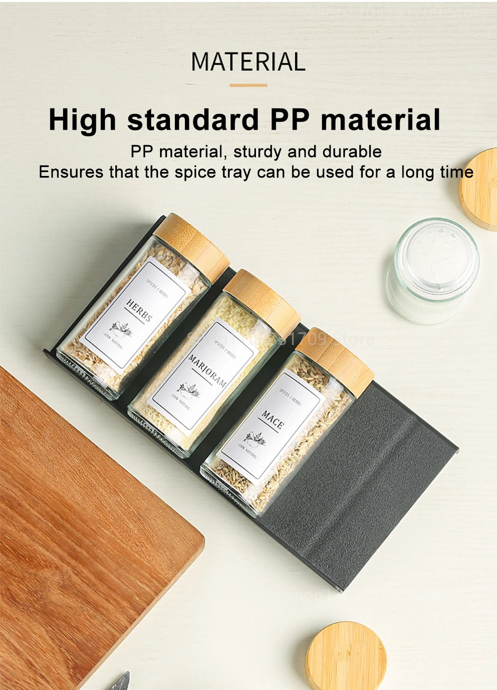 4 Layers Kitchen Spice Drawer Organizer Adjustable Spice Rack for Spice Jars Seasoning Bottles Cabinet Pantry Kitchen Organizer