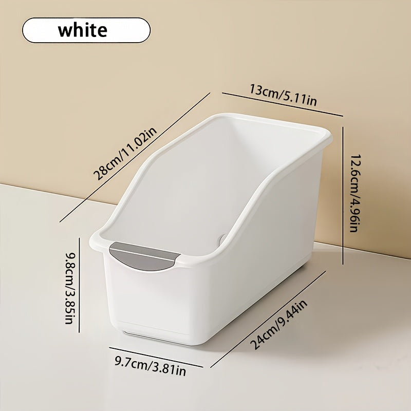 2pcs Curved Design Storage Boxes - Heavy-Duty Plastic Organizer, White Space-Saving Container, No Assembly Required for Under Sink, Pantry & Cabinet Organization - Suitable for Cleaning Supplies, Household Essentials & Kitche