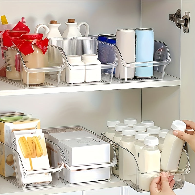 2-Pack Large Refrigerator Storage Bins, Suitable for Fruits, Vegetables, Beverages, Snacks, and More, Transparent PET Material, Durable, Wide Mouth Design for Easy Access, Stackable, Reusable, Easy to Clean, Ideal for Home St